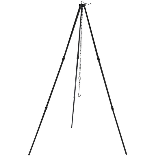 BBQ Tripod Frame with Chain and Hook Storage Bag Adjustable Height Camping Tripod Stand for Open Fire Travelling Hiking Picnic BBQ (Black)