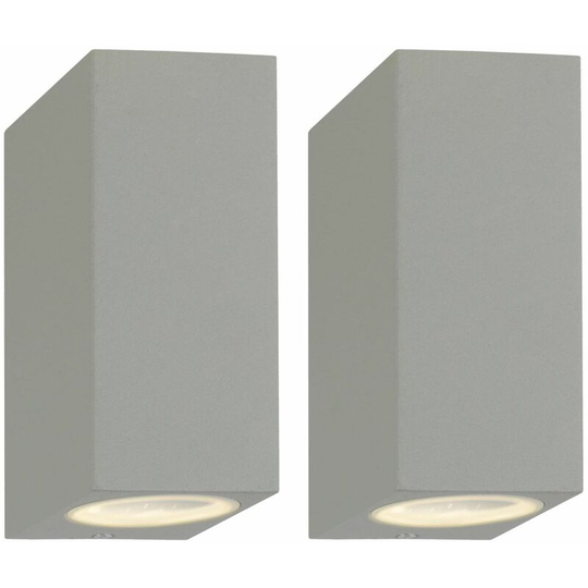 First Choice Lighting - Set of 2 Falmouth - Grey Up Down Outdoor IP44 Wall Lights - Grey and clear glass