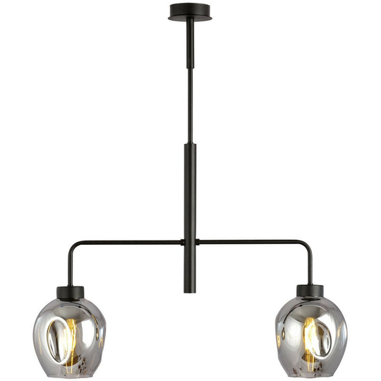 Emibig Lighting - Emibig Lukka Black Multi Arm Pendant Ceiling Light with Graphite Glass Shades, 2x E27