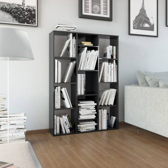 Devenirriche - Room Divider/Book Cabinet High Gloss Black 100x24x140 cm Chipboard - Black