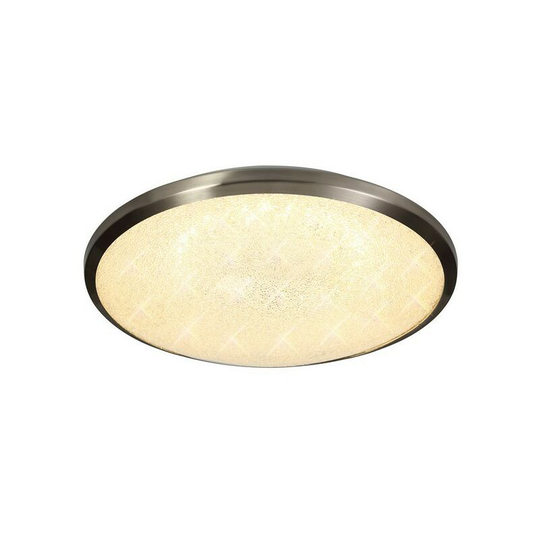 Flush Ceiling, 36cm 1 x 18W led, 3000K, 1044lm, IP44, Satin Nickel, Crystaline - Luminosa Lighting