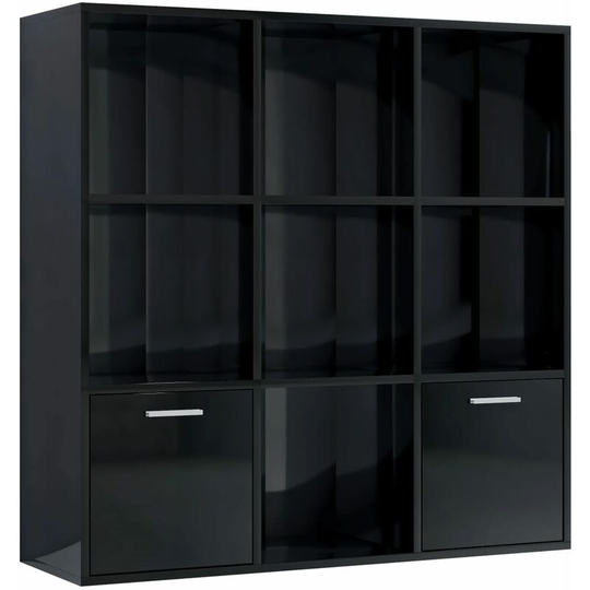Book Cabinet High Gloss Black 98x30x98 cm Engineered Wood Vidaxl Black