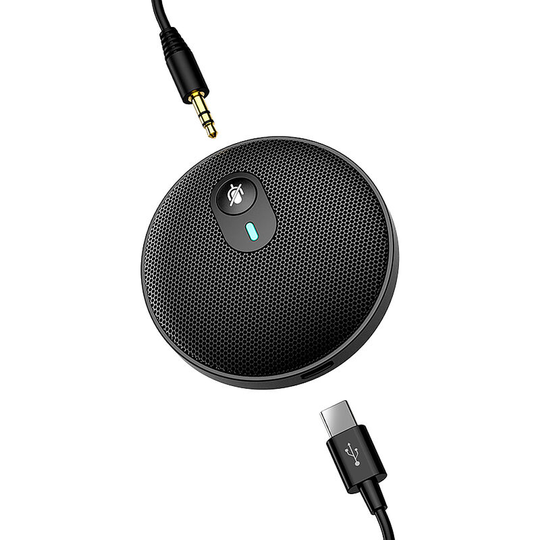 Omnidirectional Condenser Microphone Conference Mic for Video Chat/Online Teaching/Live Streaming Wide Compatibility Black