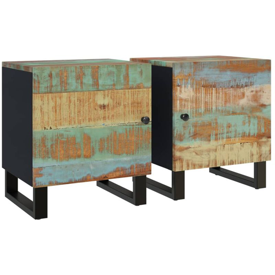 Bedside Cabinets 2 pcs 40x33x46 cm Solid Wood Reclaimed Vidaxl Black
