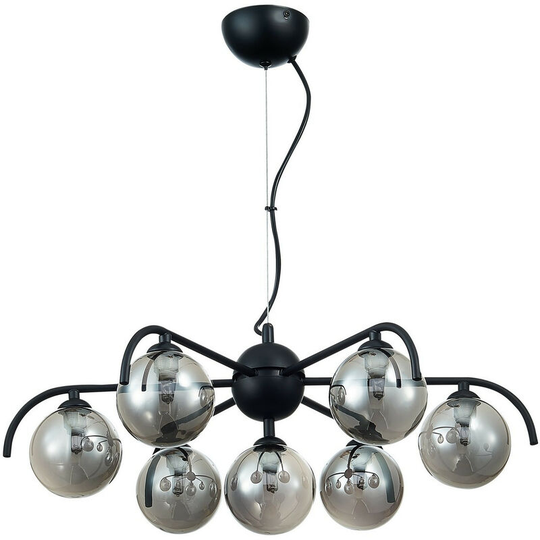 Spring Contemporary Multi Arm Pendant Ceiling 7 Light Black, Glass
