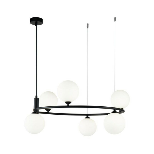 Ring Ceiling Pendant Lamp Black, 6 Light, G9