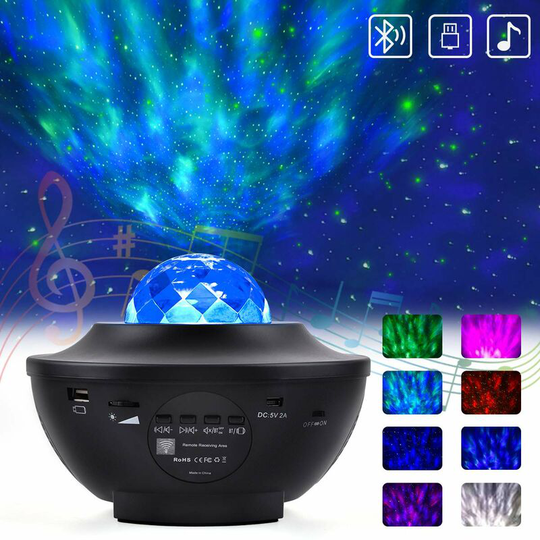 LED starry sky projector, baby night light, color changing music star projector with remote control bluetooth speaker decorative mood light