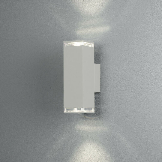 Konstsmide Pollux Outdoor Modern Up Down Wall Light White 2x GU10, IP44