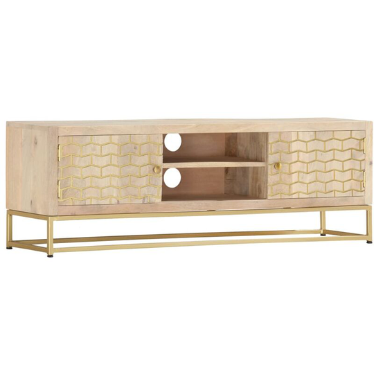 Devenirriche - tv Cabinet Gold 120x30x40 cm Solid Mango Wood - Gold