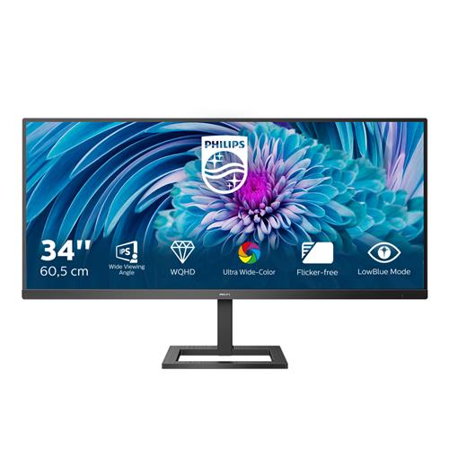 34"Black LED Monitor Quad HD Speakers Height Adjustable DisplayPort and HDMI