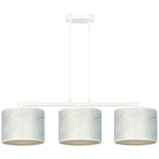 Emibig Broddi White Bar Pendant Ceiling Light with White Fabric Shades, 3x E27