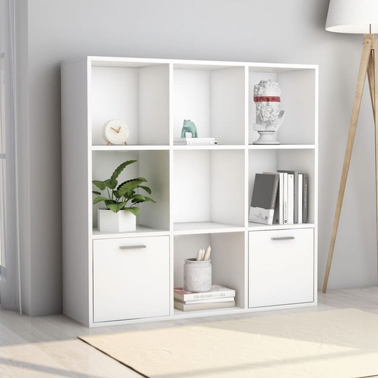 Devenirriche - Book Cabinet White 98x30x98 cm Chipboard - White