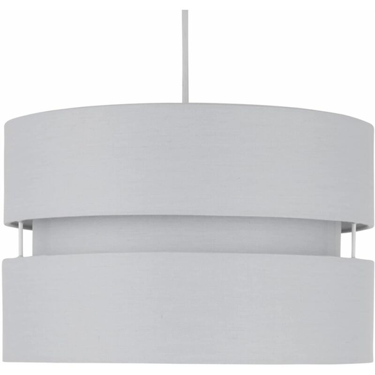 First Choice Lighting - Light Grey Layered Easy Fit Drum Light Shade - Light grey cotton