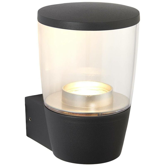 Endon Directory Lighting - Endon Canillo - 1 Light Outdoor Wall Light Clear Polycarbonate, Dark Matt Anthracite Paint IP44, GU10