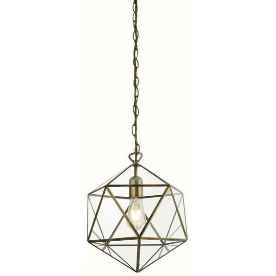 Searchlight Lanterns - 1 Light Cage Prism Pendant Antique Brass, E27
