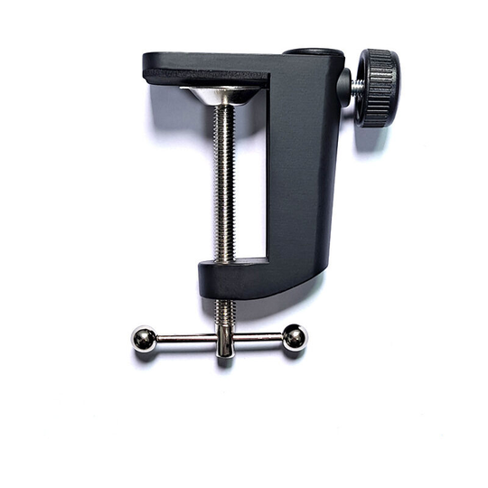 1 c-shaped fastening clamp for microphone with suspension arms and adjustable screw for a desktop up to 5 cm thick