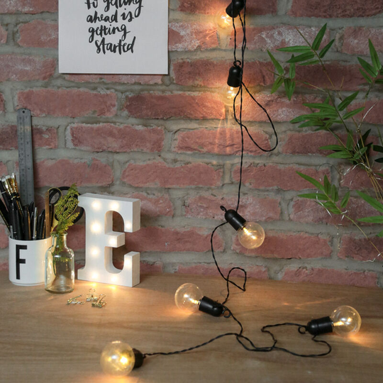 4.5m Battery Power Retro led Festoon Fairy Lights | Indoor Bedroom Outdoor Garden Summer Party Decoration - Warm White