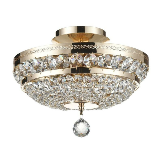 Maytoni Lighting - Ottilia Semi Flush Ceiling Lamp Gold & Crystal, 3 Light, E14
