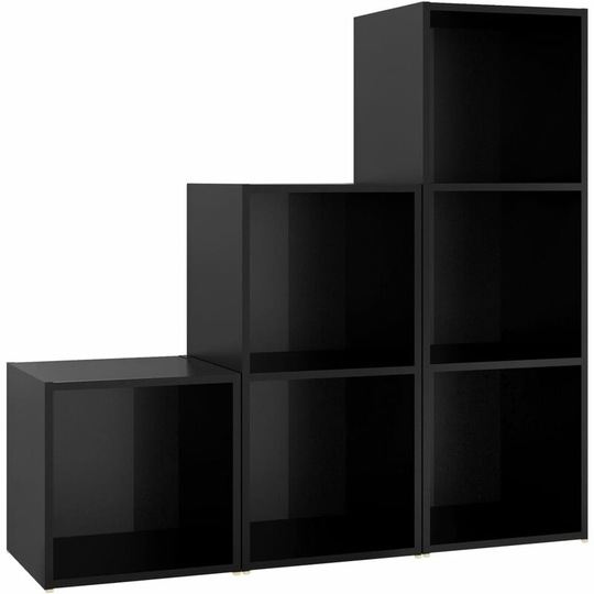 3 Piece tv Cabinet Set High Gloss Black Engineered Wood Vidaxl Black