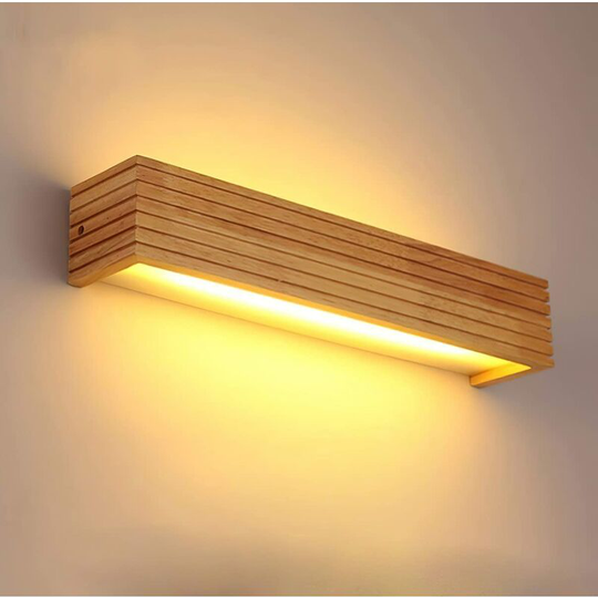 Aougo - led Wall Light Sconces Indoor Light Fixture Wood Wall Lamp Warm Light Lamp for Bedroom Living Room Office Corridor (35cm a)