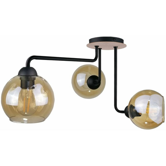 Keter Monde Multi Arm Semi Flush Ceiling Light Wood, 50cm, 3x E27