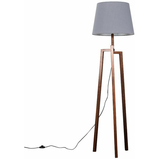 Floor Lamp Augustus Dark Wood Tripod Floor Lamp with Aspen Shade - Grey