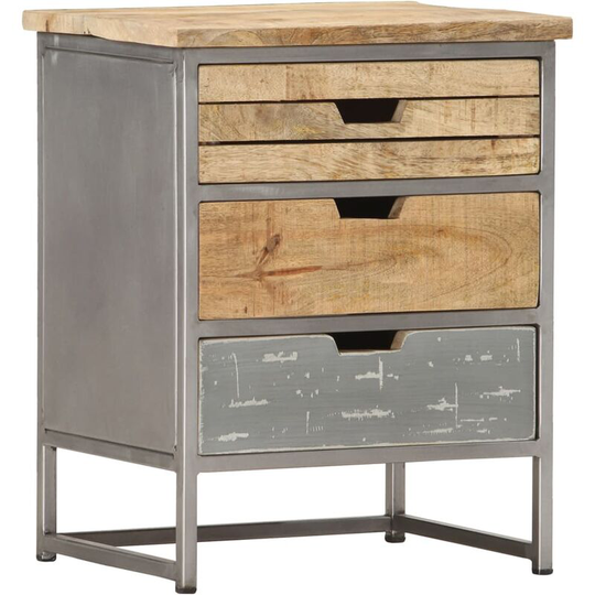 Bed Cabinet 40x30x50 cm Solid Mango Wood Vidaxl Grey