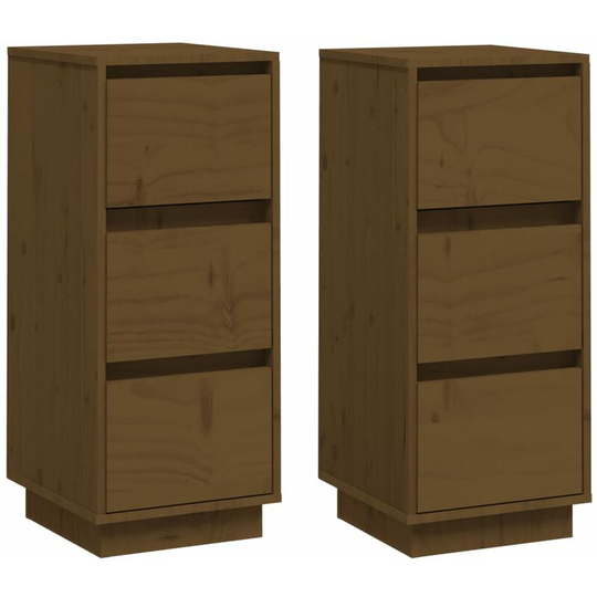 Sideboards 2 pcs Honey Brown 32x34x75 cm Solid Wood Pine Vidaxl Brown
