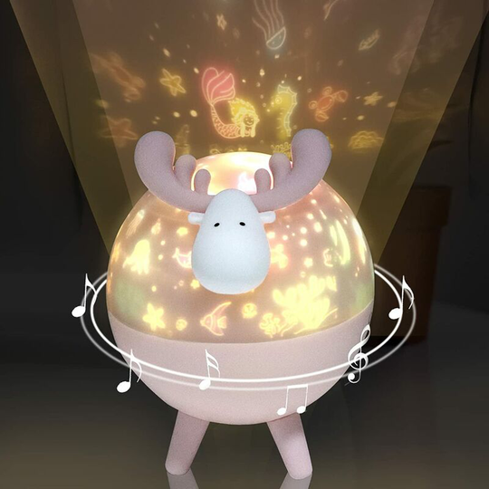 Bearsu - Night Light Projector for Kids, Music Star Light Projector for Bedroom Ceiling with 3 Rotating Projections Rechargeable led Nursery