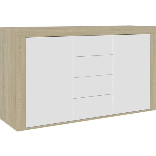 Sideboard White and Sonoma Oak 120x36x69 cm Engineered Wood Vidaxl White