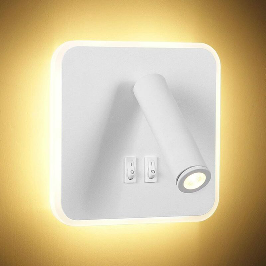 Modern 8W led Wall Light with 350° Swivel Switch 3W led Wall Sconce Indoor Wall Light for Bedroom Bedside Living Room White 3000K