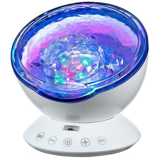 Joorrt - Bluetooth remote control ocean projection light, built-in 4 music, 7 flash modes, can be used as audio, children's room projector, bedroom,