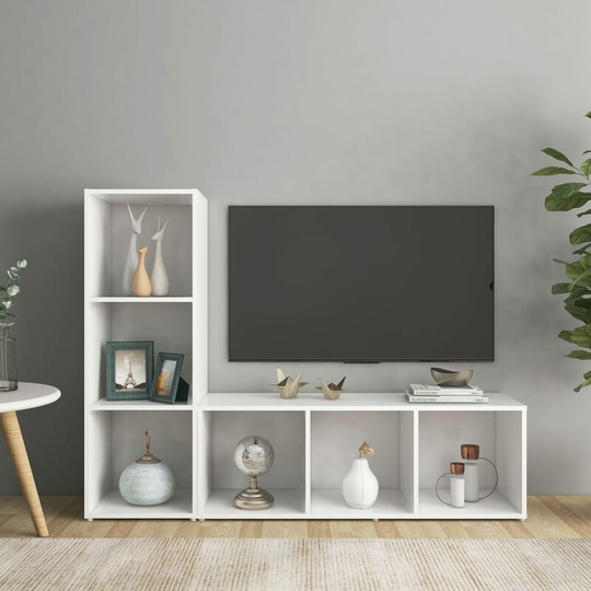 Tv Cabinets 2 pcs White 107x35x37 cm Chipboard FF3079934_UK - Topdeal