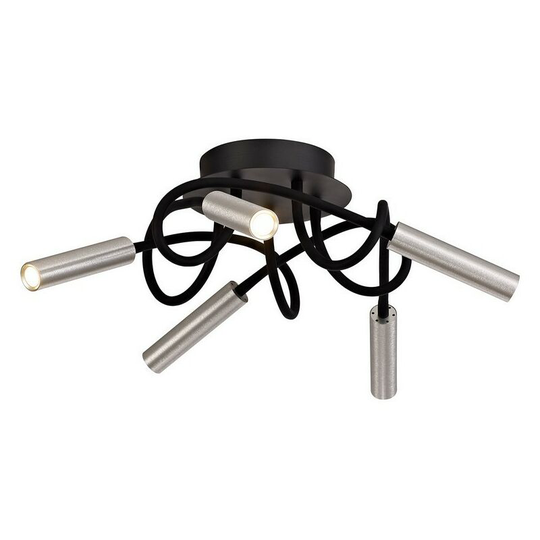 Luminosa Lighting - Semi Flush Ceiling, 5 Light Adjustable Arms, 5 x 5W led Dimmable, 3000K, 1550lm, Black, Aluminium