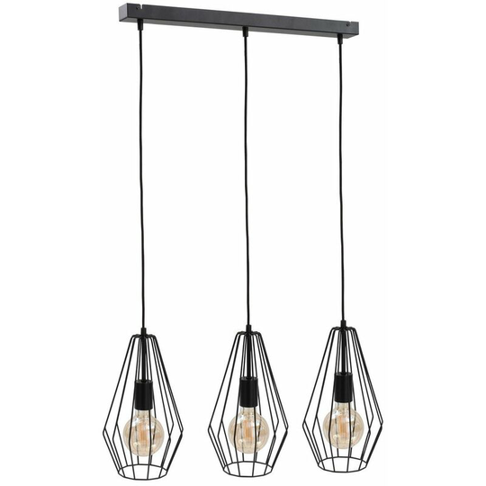 Keter Lex Bar Pendant Ceiling Light Black, 60cm, 3x E27