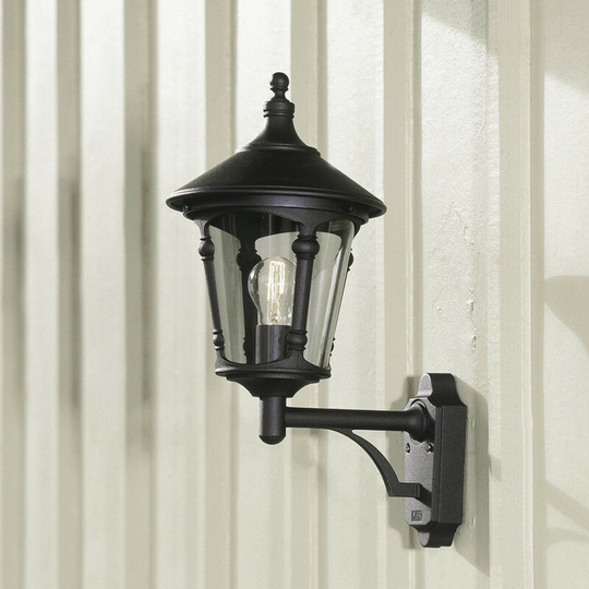 Konstsmide Virgo Outdoor Classic Lantern Matt Black Up Wall Light, IP23