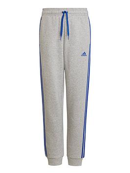 adidas Essentials Kids Boys 3 Stripe Jogging Bottoms - Light Grey, Light Grey, Size 3-4 Years