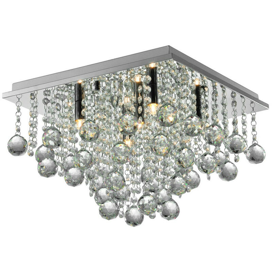 Zumaline Rangel Crystal Ceiling Light, Silver, 5x G9