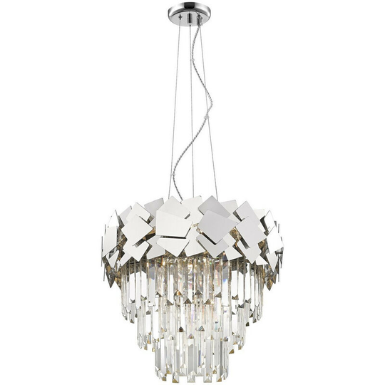 Zumaline Lighting - Zumaline Quasar Crystal Pendant Ceiling Light, Chrome, 6x E14