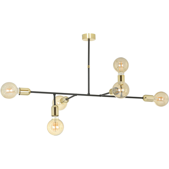 Emibig Juka Black Multi Arm Semi Flush Ceiling light 6x E27