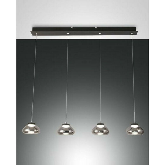 Fabas Luce Arabella led Straight Bar Pendant Ceiling Light Transparent Grey Glass