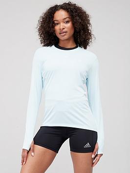 Adidas Own The Run Long Sleeve Tee - Light Blue