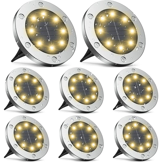 Aougo - Outdoor solar light, gabless outdoor solar light 8 Pieces, 8LED outdoor solar light, outdoor solar spotlight IP65 Waterproof, decorative
