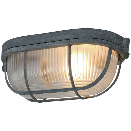 Sienna Lisanne Flush Ceiling Light Grey Concrete, Glass Transparent Processed