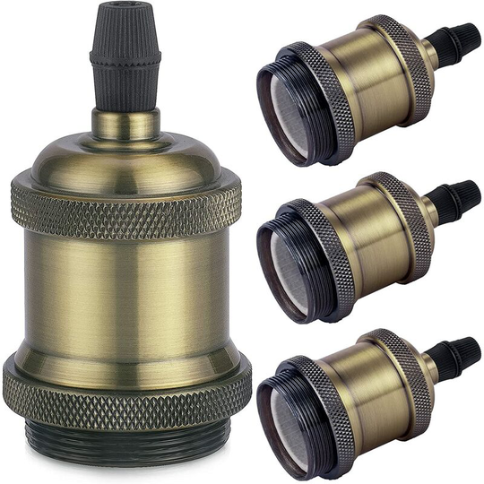 Vintage E27 lamp socket, retro Edison pendant light, solid ceramic adapter, vintage brass lampholder 4 pieces