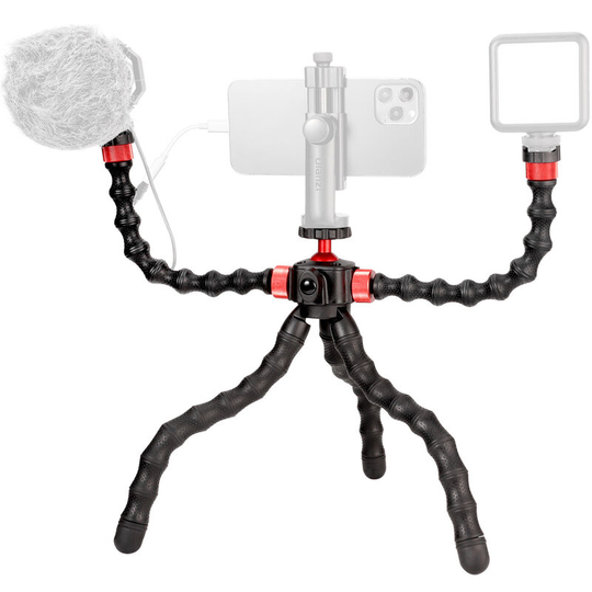 Ulanzi MT-52 Flexible Octopus Tripod Stand with Dual Extension Arms Bracket 1/4 Inch Screw Cold Shoe Mount 360° Rotatable Ballhead 1kg Load Capacity