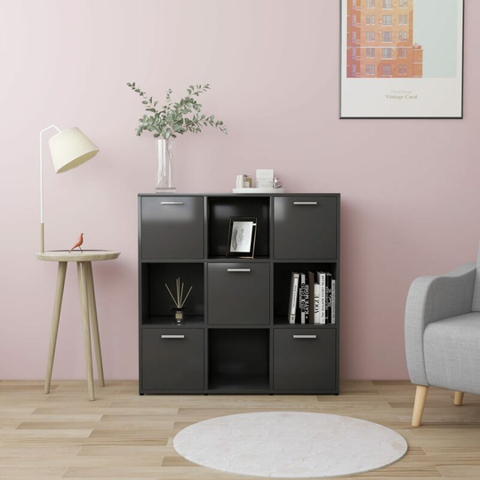 Devenirriche - Book Cabinet Grey 90x30x90 cm Chipboard - Grey