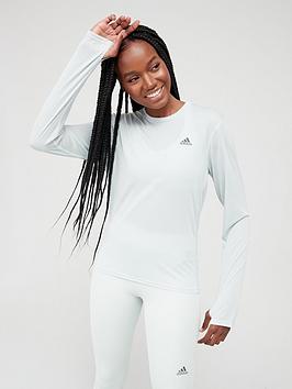 adidas Run Icons 3 Bar Long Sleeve Tee - Light Green, Light Green, Size Xs, Women