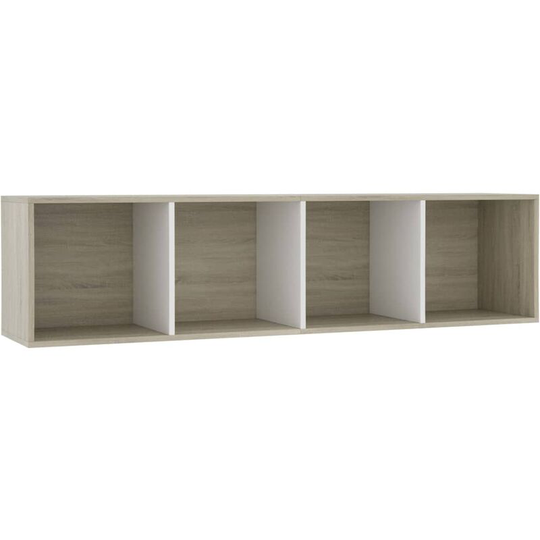 Book Cabinet/TV Cabinet White and Sonoma Oak 143x30x36 cm Vidaxl Beige