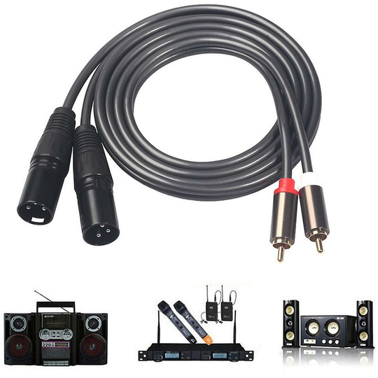 Câble audio de 1,5 m 2 Rca mâle à double Xlr mâle pour mélangeurs de microphone radio haut-parleur - Flkwoh